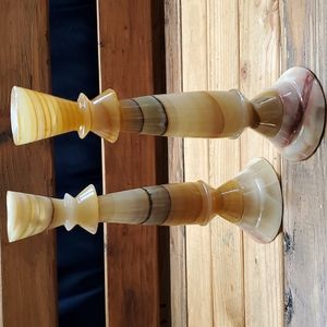 Vtg natural marble stone 🕯 holder (pair)